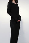 Marc le bihan shoulder lace long -sleeved dress 2864 black